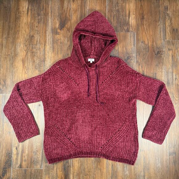 True Craft Sweaters - True Craft XL soft chenille hoodie pullover sweater burgundy